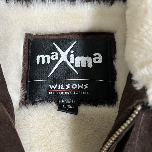 Vintage Y2K Women's Wilsons Leather Maxima Brown Suede Faux Fur Trim Jacket Sz L - Picture 6 of 10